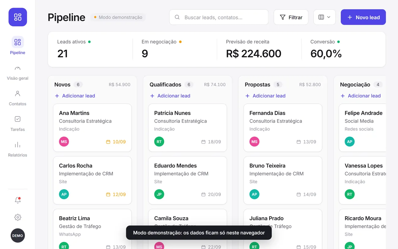 CRM pronto e no ar